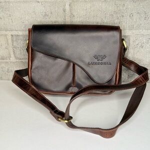 Luxeoria Dark Brown Leather Messenger Bag